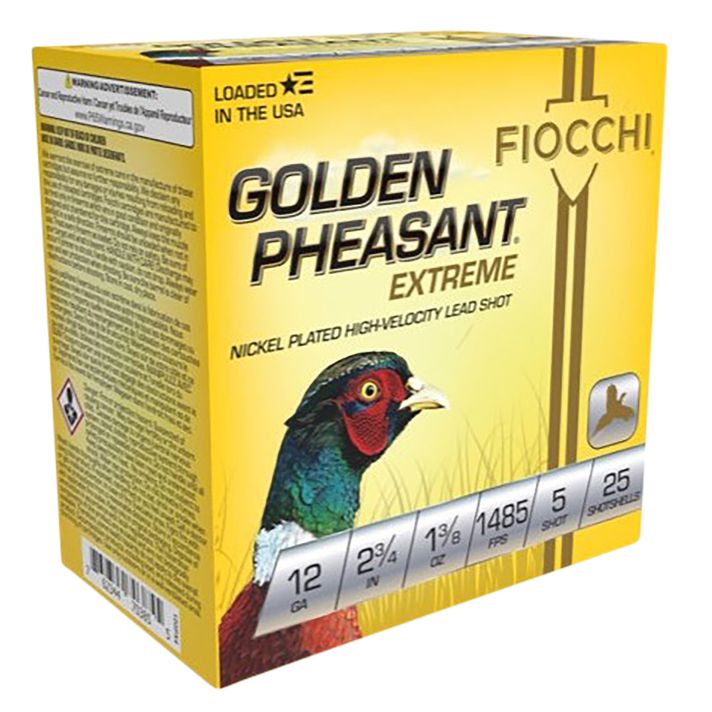 Fiocchi 12GPX5 Golden Pheasant Extrema 12Gauge 2.75" 1 3/8oz 5Shot 25 Per Box/10 Case
