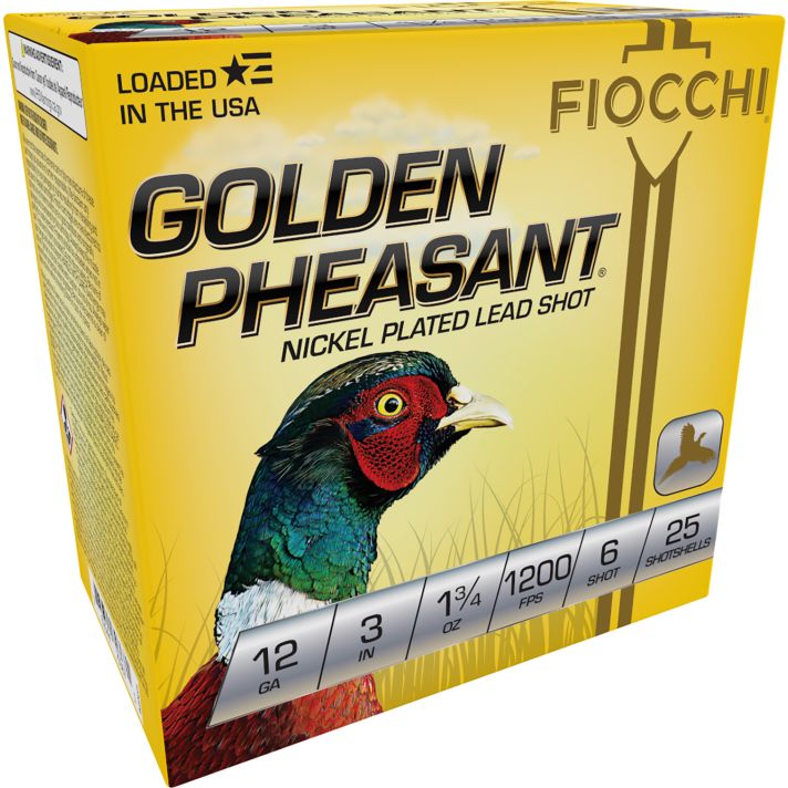 Fiocchi 123GP6 Golden Pheasant12Gauge 3" 1 3/4oz 6Shot 25 Per Box/10 Case