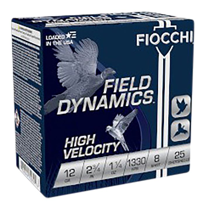 Fiocchi 12HV8 Field Dynamics High Velocity 12Gauge 2.75" 1 1/4oz 8Shot 25 Per Box/10 Case