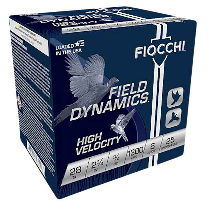 Fiocchi 28HV6 Field Dynamics High Velocity 28Gauge 2.75" 3/4oz 6Shot 25 Per Box/10 Case