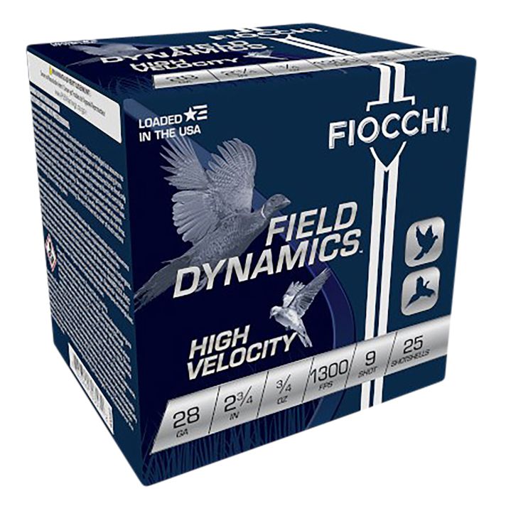 Fiocchi 28HV9 Field Dynamics High Velocity 28Gauge 2.75" 3/4oz 9Shot 25 Per Box/10 Case