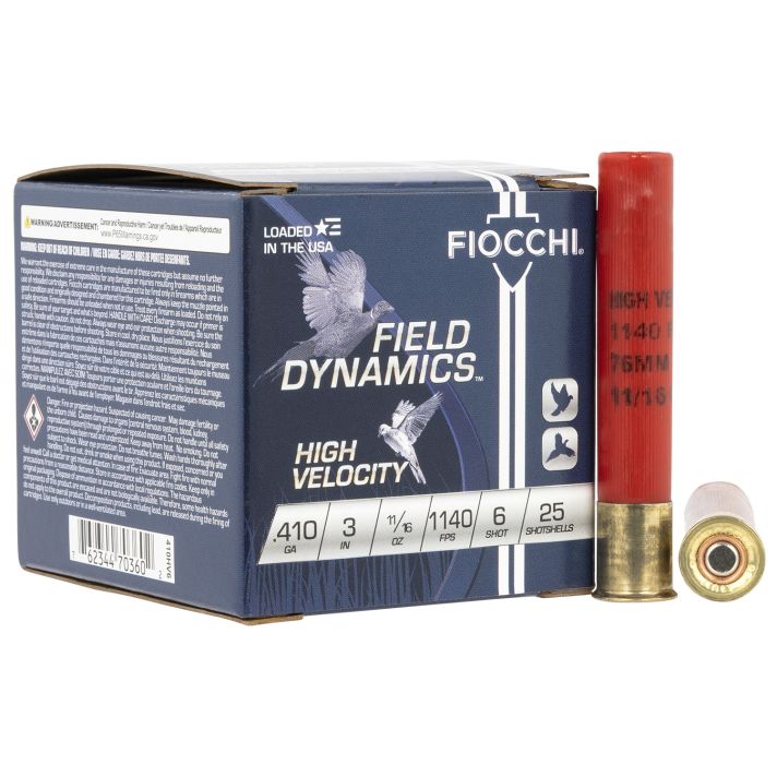 Fiocchi 410HV6 Field Dynamics High Velocity 410Gauge 3" 11/16oz 6Shot 25 Per Box/10 Case