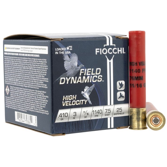 Fiocchi 410HV75 Field Dynamics High Velocity 410Gauge 3" 11/16oz 7.5Shot 25 Per Box/10 Case