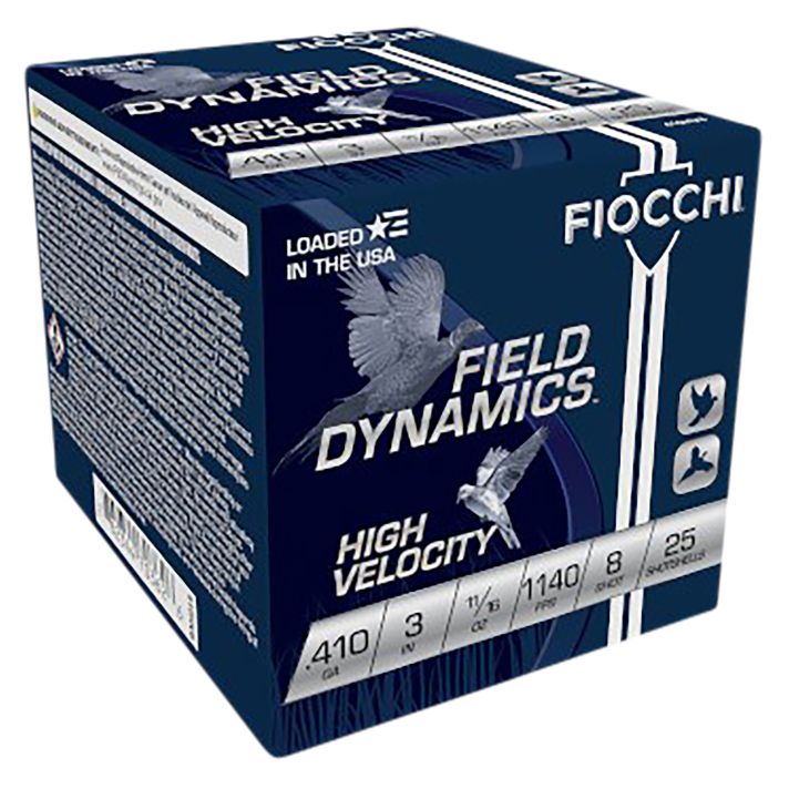 Fiocchi 410HV8 Field Dynamics High Velocity 410Gauge 3" 11/16oz 8Shot 25 Per Box/10 Case