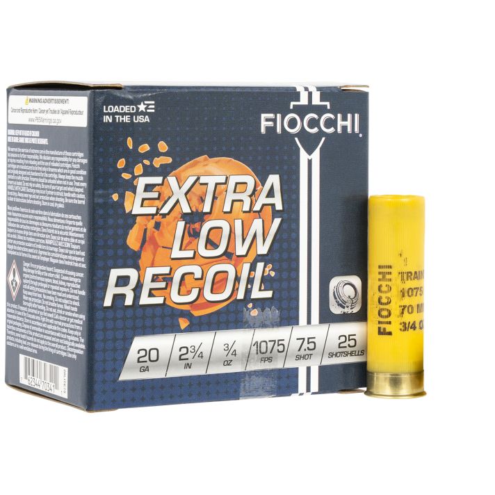 Fiocchi 20LITE75 Exacta Target Low Recoil Trainer 20Gauge 2.75" 3/4oz 7.5Shot 25 Per Box/10 Case