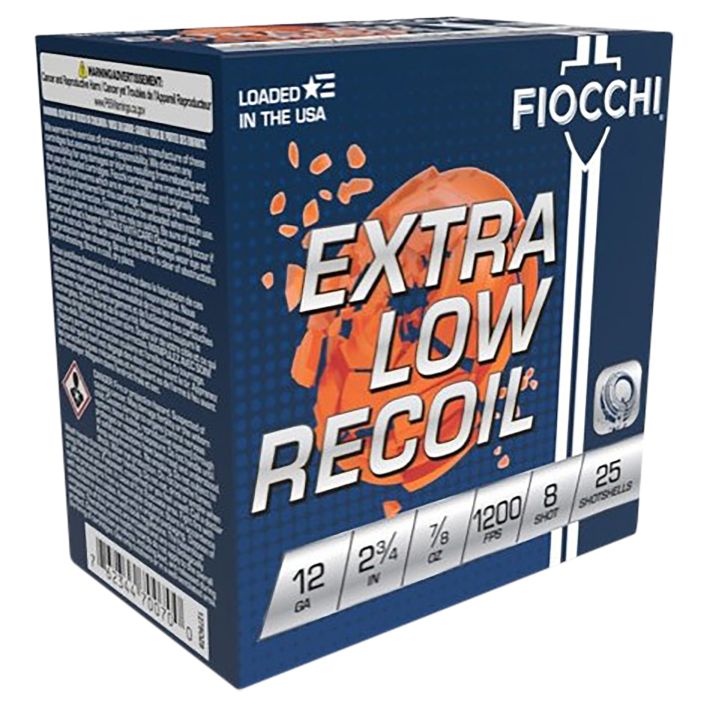Fiocchi 1278OZ8 Exacta Target Low Recoil Trainer 12Gauge 2.75" 7/8oz 8Shot 25 Per Box/10 Case