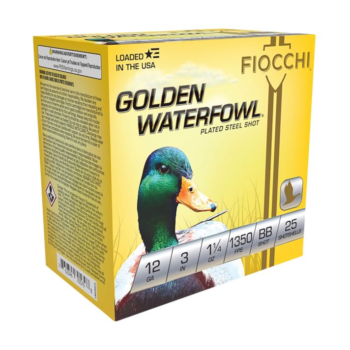 Fiocchi 123SGWBB Golden Waterfowl12Gauge 3" 1 1/4oz BBShot 25 Per Box/10 Case
