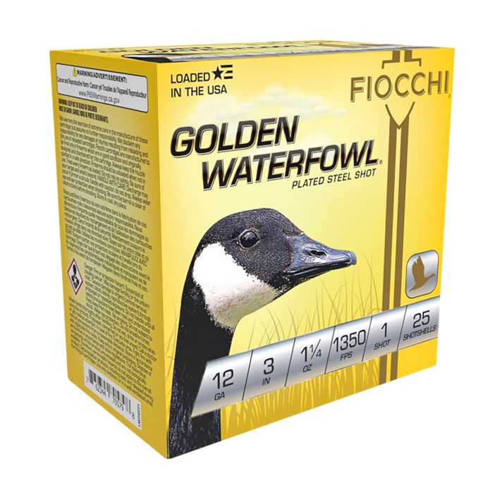 Fiocchi 123SGW1 Golden Waterfowl12Gauge 3" 1 1/4oz 1Shot 25 Per Box/10 Case