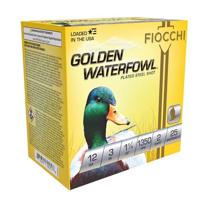 Fiocchi 123SGW2 Golden Waterfowl12Gauge 3" 1 1/4oz 2Shot 25 Per Box/10 Case
