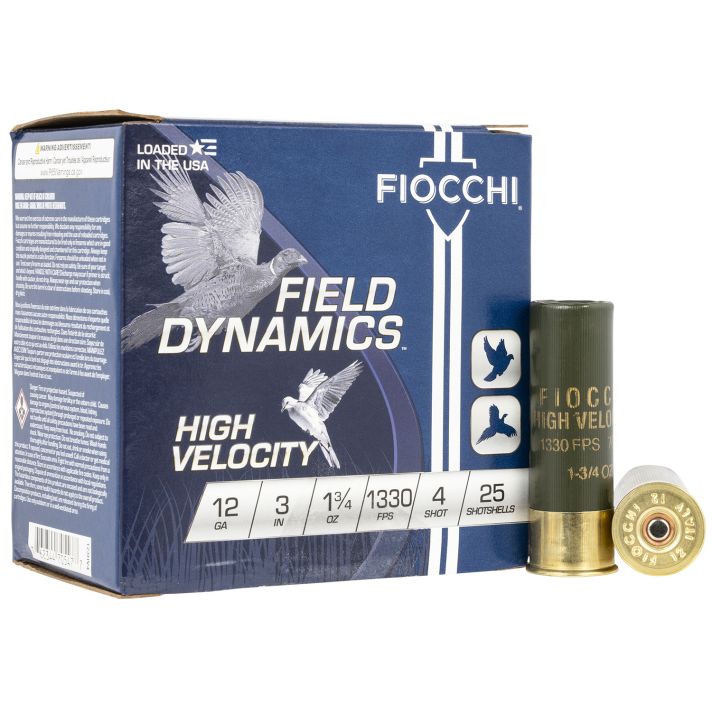 Fiocchi 123HV4 Field Dynamics High Velocity 12Gauge 3" 1 3/4oz 4Shot 25 Per Box/10 Case