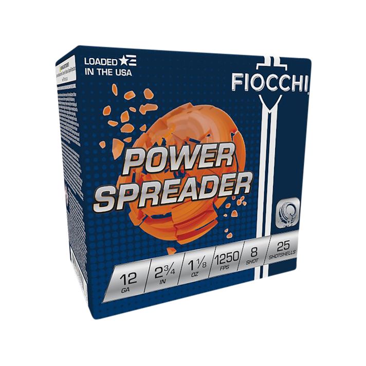 Fiocchi 12SSCX8 Exacta Target Power Spreader 12Gauge 2.75" 1 1/8oz 8Shot 25 Per Box/10 Case