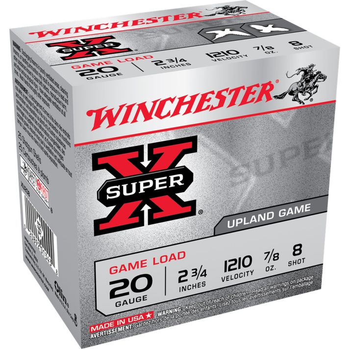 Winchester Ammo XU208 Super X Game Load 20Gauge 2.75" 7/8oz 8Shot 25 Per Box/10 Case