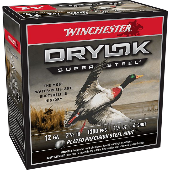 Winchester Ammo XSM124 Drylok Super Steel Magnum 12Gauge 2.75" 1 1/4oz 4Shot 25 Per Box/10 Case