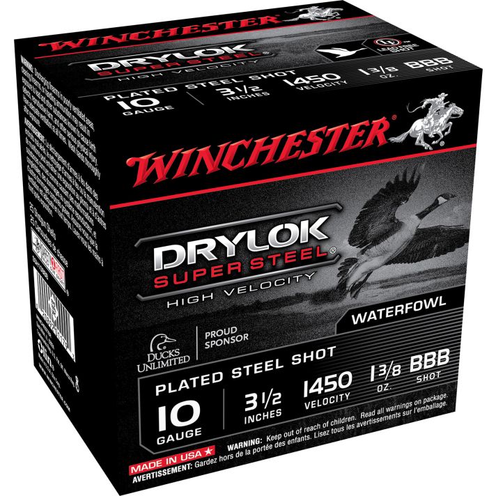 Winchester Ammo SSH10BBB Drylok Super Steel High Velocity 10Gauge 3.50" 1 3/8oz BBBShot 25 Per Box/10 Case