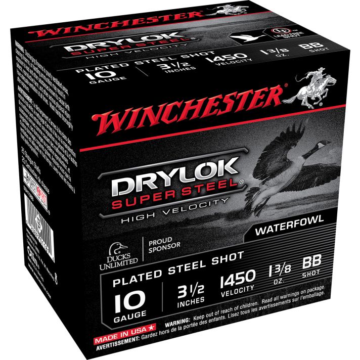 Winchester Ammo SSH10BB Drylok Super Steel High Velocity 10Gauge 3.50" 1 3/8oz BBShot 25 Per Box/10 Case