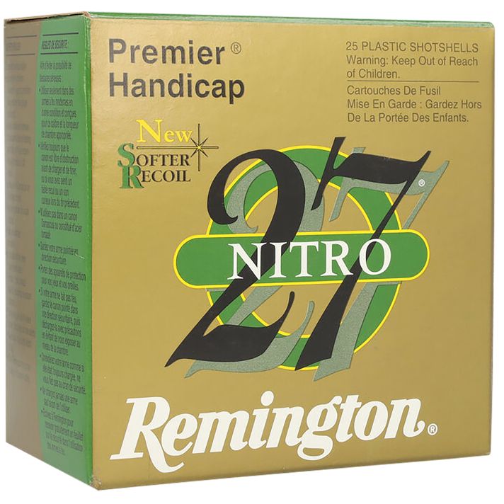 Remington Ammunition 20222 Premier Nitro 27 Handicap 12 Gauge 2.75" 1 1/8 oz 7.5 Shot 25 Per Box/ 10 Cs