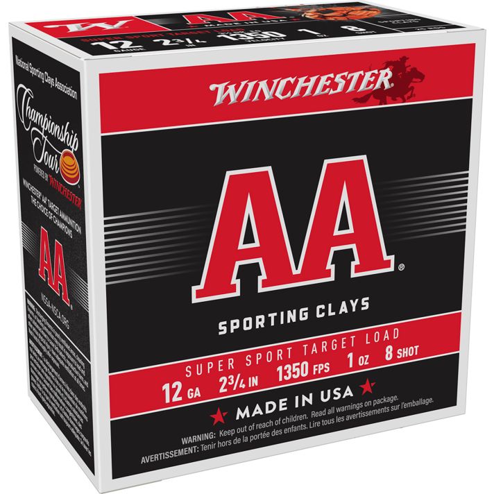 Winchester Ammo AASCL128 AA Super Sport Sporting Clay 12Gauge 2.75" 1oz 8Shot 25 Per Box/10 Case