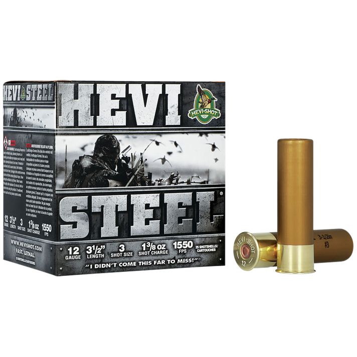 HEVI-Shot HS65003 HEVI-Steel12Gauge 3.50" 1 3/8oz 3Shot 25 Per Box/10 Case