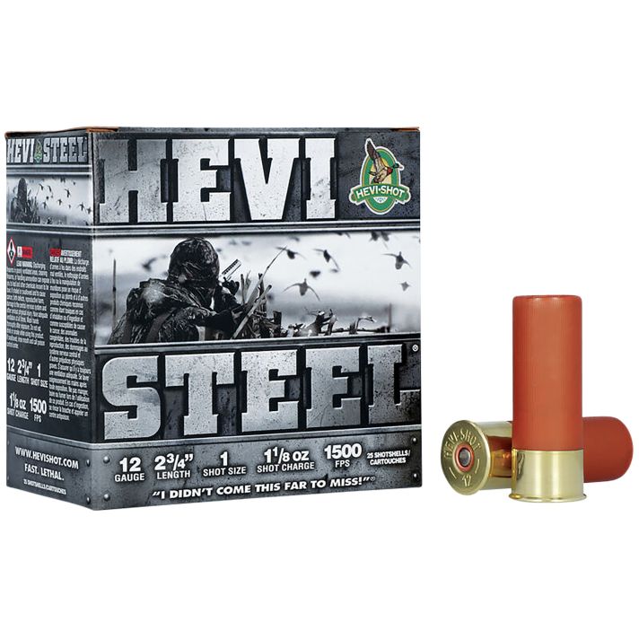 HEVI-Shot HS61221 HEVI-Steel12Gauge 2.75" 1 1/8oz 1Shot 25 Per Box/10 Case