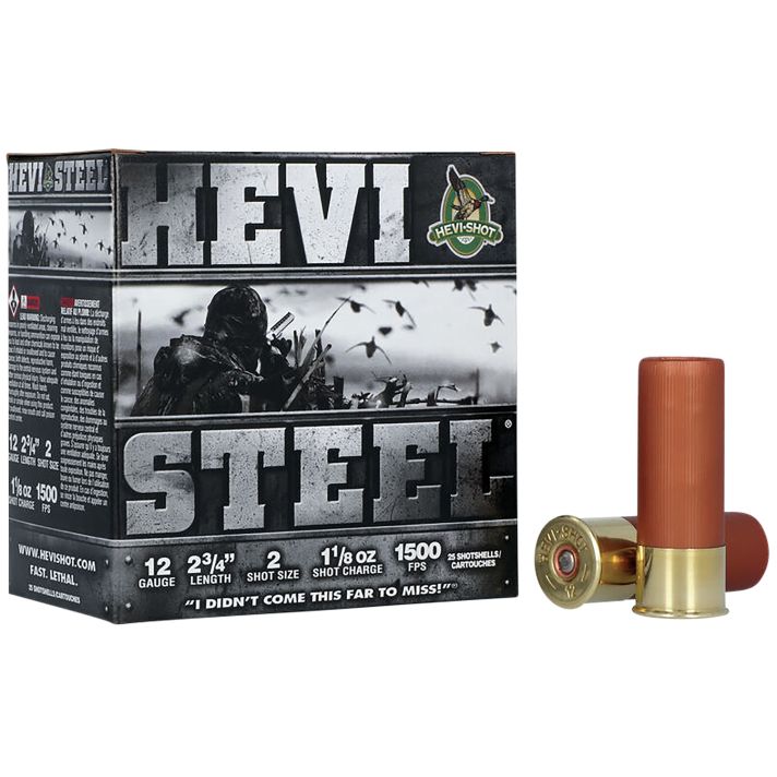 HEVI-Shot HS61222 HEVI-Steel12Gauge 2.75" 1 1/8oz 2Shot 25 Per Box/10 Case