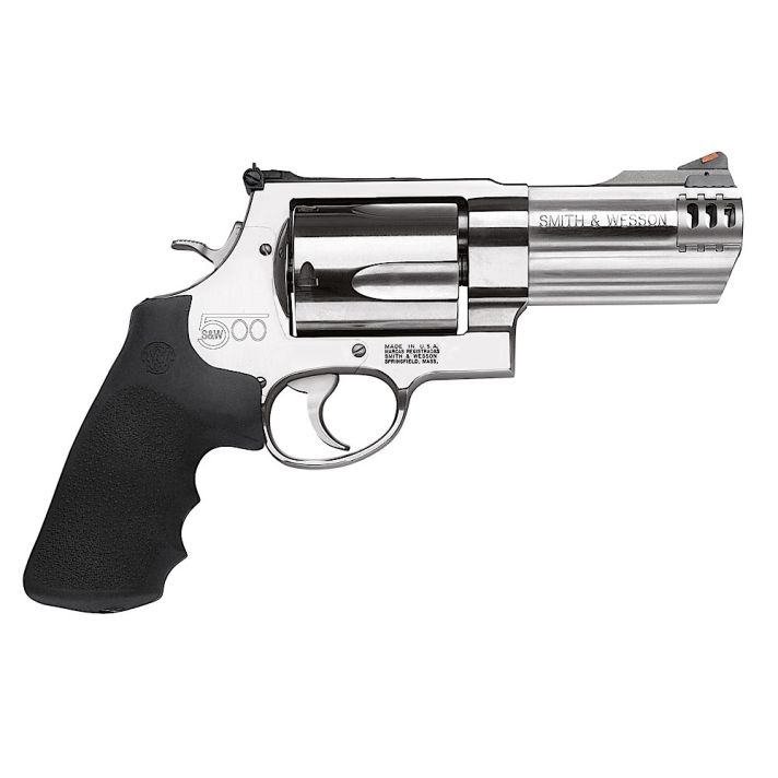Smith & Wesson 163504 Model 500X-Frame 500 S&W Mag Stainless Steel 4" Threaded Barrel & 5rd Cylinder, Satin Stainless Steel X-Frame, Includes Two Muzzle Brakes & Two Compensators, Internal Lock