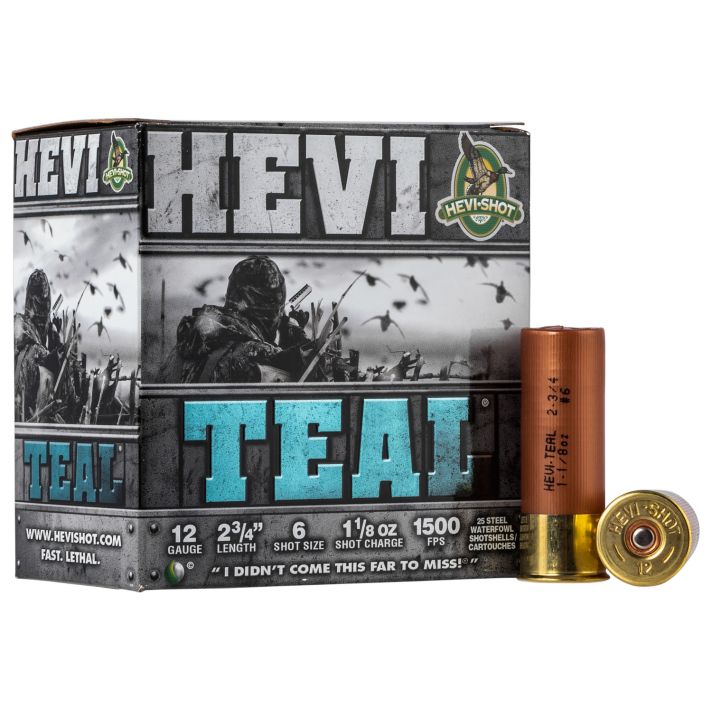 HEVI-Shot HS61226 HEVI-Teal12Gauge 2.75" 1 1/8oz 6Shot 25 Per Box/10 Case