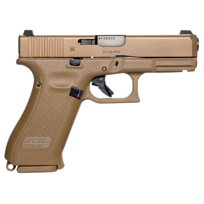 Glock UX1950703 G19X Compact Crossover 9mm Luger 4.02" 17+1 Bronze Nitron Frame Finish with Coyote nPVD Steel Slide, Rough Texture Interchangeable Backstraps Grip & Glock Night Sights (US Made)