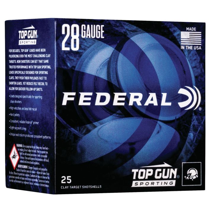 Federal TGS28218 Top Gun28Gauge 2.75" 3/4oz 8Shot 25 Per Box/10 Case
