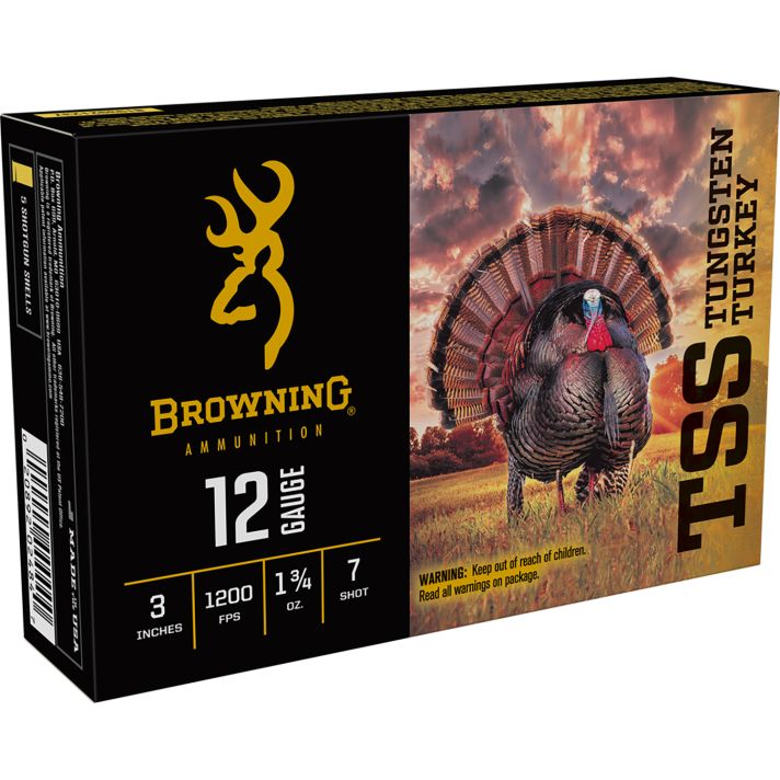Browning Ammo B193921237 TSS Tungsten Turkey 12Gauge 3" 1 3/4oz Tungsten 7Shot 5 Per Box/10 Case