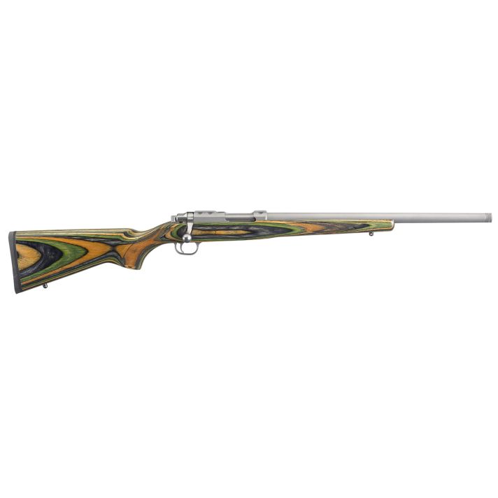 Ruger 7226 77/2222 Hornet 6+1 18.50" Threaded Barrel, Matte Stainless Steel, Integral Scope Mount On A Solid Steel Receiver, Green Mountain Laminate Stock