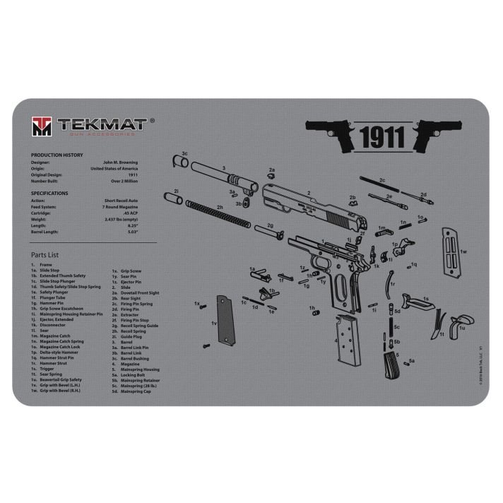 TekMat TEKR171911GY 1911 Cleaning Mat Gray Rubber 11"x17" 1911 Diagram