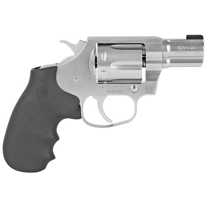 Colt Mfg COBRASB2BB Cobra38 Special 6 Shot 2" Brushed Stainless Steel Barrel & Cylinder,Matte StainlessFrame, Black Hogue Rubber w/Finger Grooves Grip