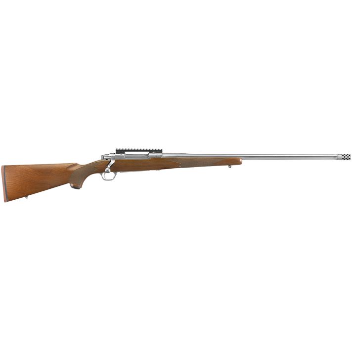 Ruger 57109 Hawkeye Hunter Full Size 300 Win Mag 3+1 24" Satin Stainless Steel Threaded Barrel, Picatinny Rail Steel Receiver, Fixed American Walnut w/Pistol Grip Stock