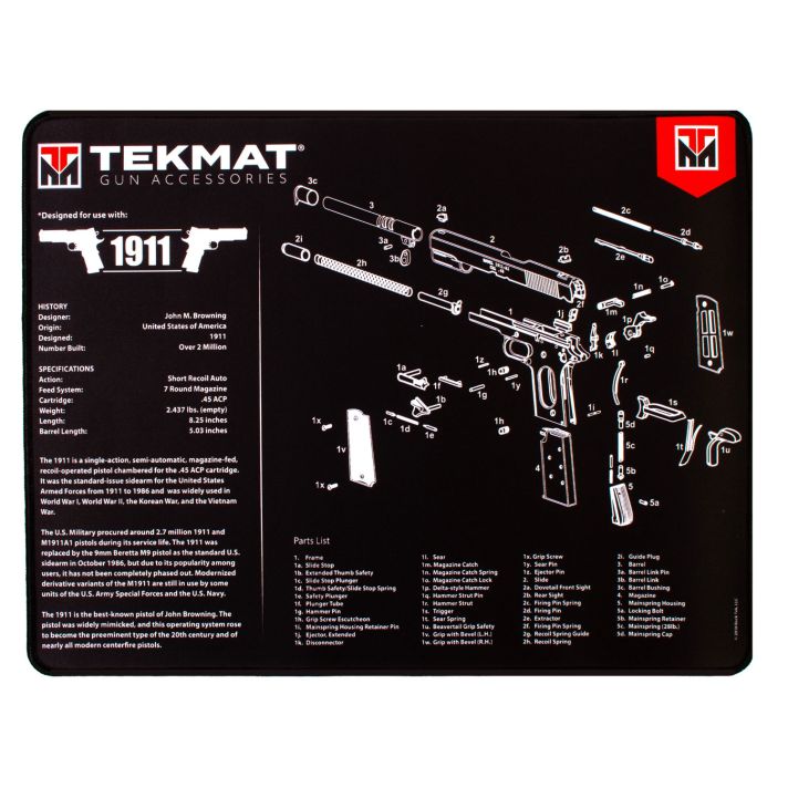 TekMat TEKR201911Ultra 20 Cleaning Mat Black/White Rubber 15"x20" 1911 Parts Diagram