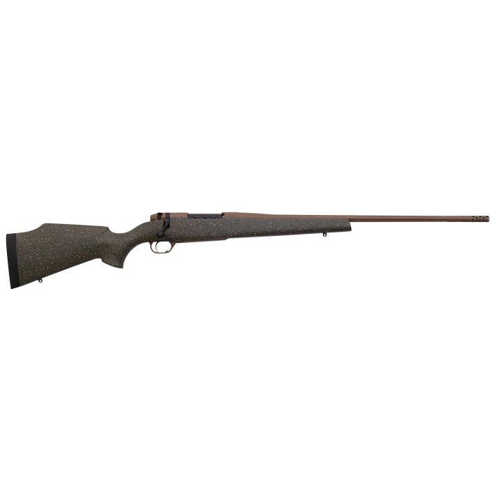 Weatherby MWL01N65RWR6B Mark V Weathermark LT 6.5 Wthby RPM 4+1 24" Barrel/Rec. w/Flat Dark Earth Cerakote Finish, Flat Dark Earth Speckled Green Fixed Monte Carlo Fiberglass Stock