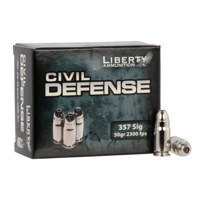 Liberty Ammunition LACD357SIG053 Civil Defense357Sig 50gr Lead Free Fragmenting Hollow Point 20 Per Box/50 Case