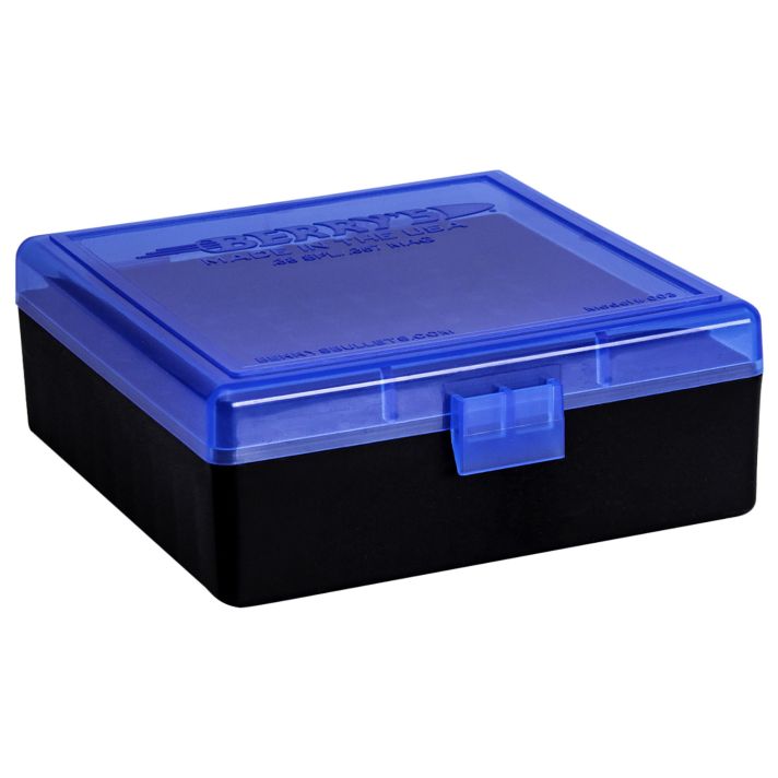 Berry's 95182 Ammo Box38Special/357Mag Blue/Black Polypropylene 100rd