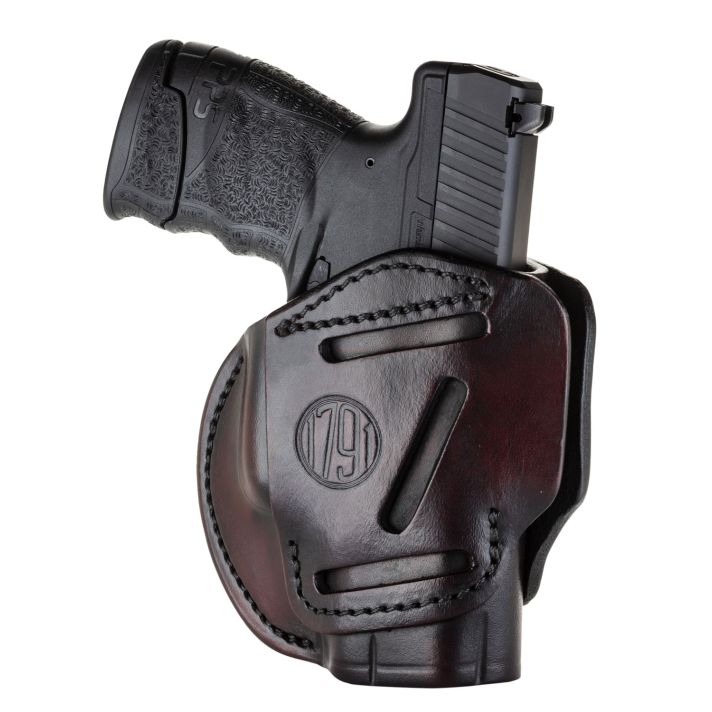 1791 Gunleather 3WH3SBRA 3-WayIWB/OWB Size 03 Signature Brown Leather Belt Loop Compatible w/ Glock 26 Compatible w/ Ruger LC9 Compatible w/ S&W M&P Shield Ambidextrous Hand
