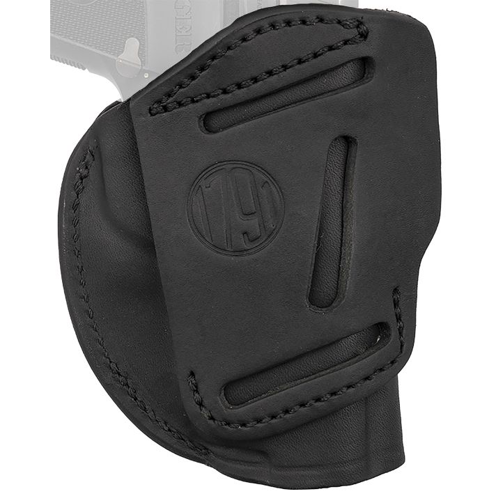 1791 Gunleather 4WH1SBLL 4-WayIWB/OWB 01 Stealth Black Leather Belt Clip Fits 3-4" Barrel 1911 Left Hand