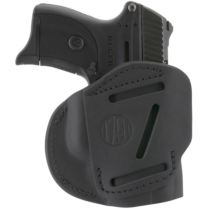 1791 Gunleather 4WH4SBLL 4-WayIWB/OWB Size 04 Stealth Black Leather Belt Clip Compatible w/Glock 26/Springfield XD/XDS/S&W M&P Shield Plus Left Hand