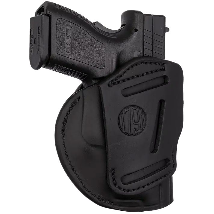 1791 Gunleather 4WH5SBLL 4-WayIWB/OWB 05 Stealth Black Leather Belt Clip Fits S&W M&P/Springfield XD/Glock 17/HK VP9 Left Hand