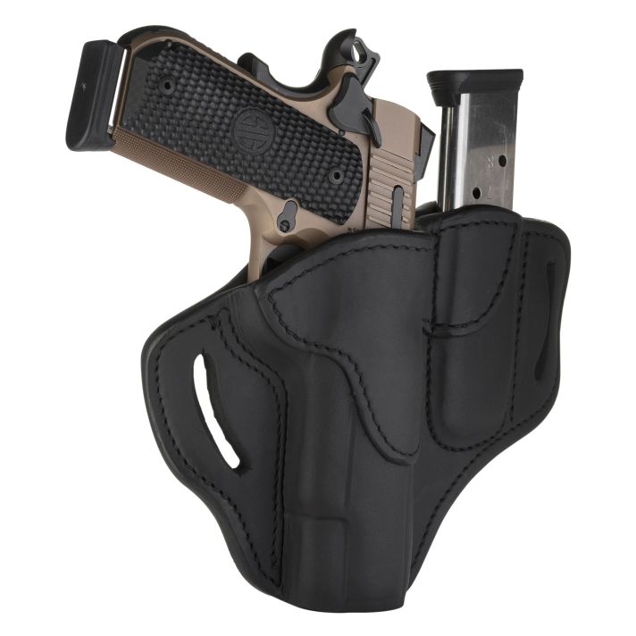 1791 Gunleather BH1M1SBLR BH1M1 Combo OWB 01 Stealth Black Leather Belt Slide Fits 4-5" 1911