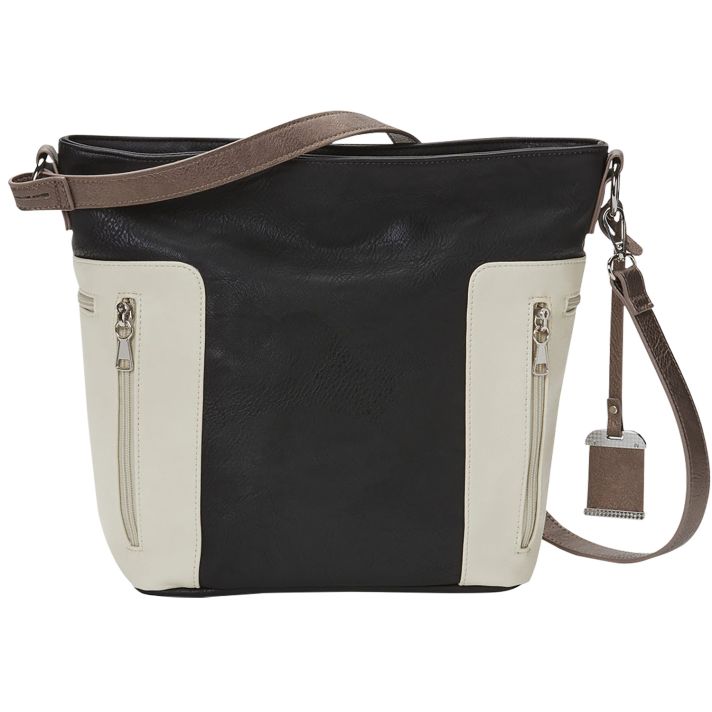 Bulldog BDP070 Hobo Purse w/Holster Black w/Tan Trim PU Leather Most Sm Pistols & Revolvers Ambidextrous Hand