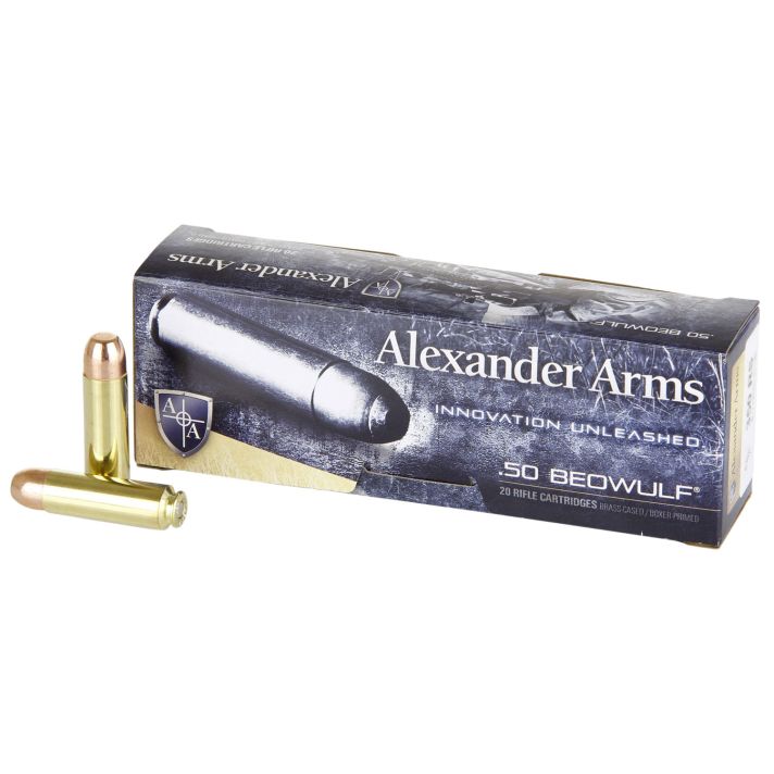 Alexander Arms AB350RSBOX Round Shoulder50Beowulf 350gr Flat Point 20 Per Box/10 Case