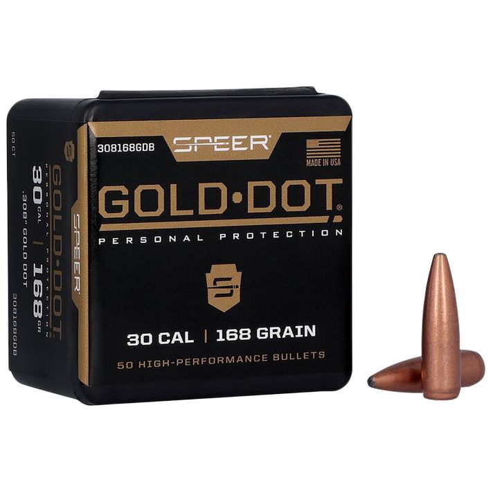 Speer 308168GD Gold Dot30Cal 168gr Soft Point 50 Per Box/20 Case