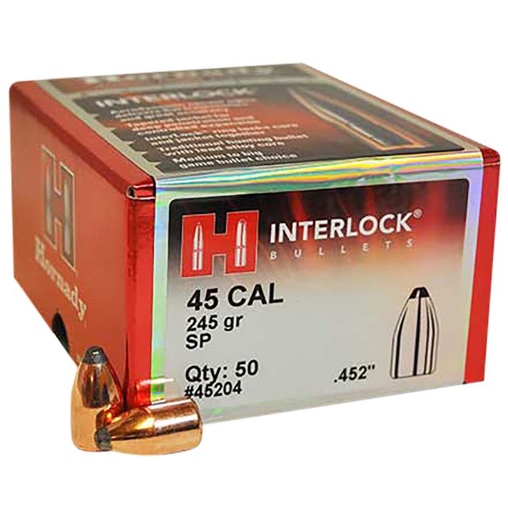 Hornady 45204 InterLock45 Cal .452 245 gr Spire Point 50 Per Box/ 15 Case