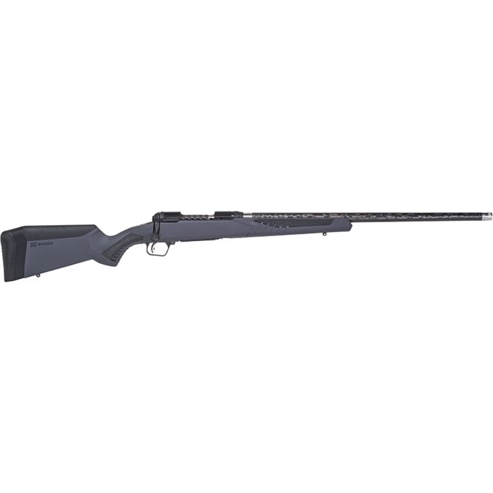 Savage Arms 57583 110 UltraLite Full Size 6.5 PRC 2+1 24" Carbon Fiber Threaded Barrel, Black Melonite Drilled & Tapped Stainless Steel Receiver, Adj AccuStock Gray Synthetic Stock, Right Hand