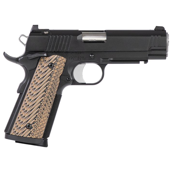 Dan Wesson 01808 Specialist Commander 45 ACP 8+1 4.25" Stainless Steel Barrel, Black Duty Serrated Stainless Steel Slide & Frame w/Picatinny Rail, Black/Brown G10 Grip, Ambidextrous