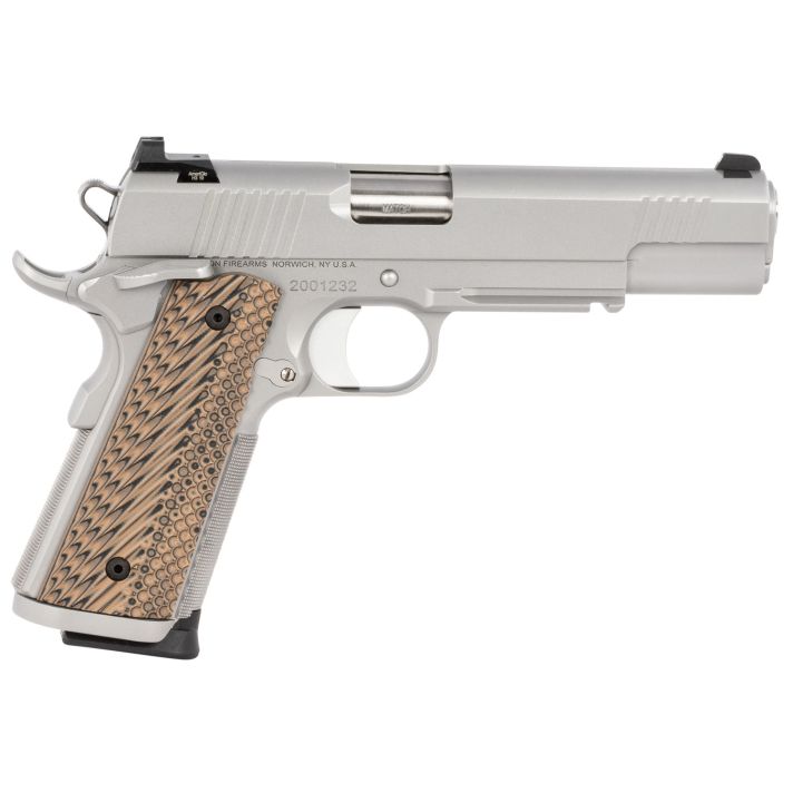 Dan Wesson 01807 Specialist9mm Luger 10+1 5" Stainless Steel Barrel, Bead Blasted Serrated Stainless Steel Slide & Frame w/Beavertail & Picatinny Rail, Black/Brown G10 Grip, Ambidextrous