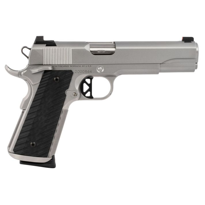 Dan Wesson 01824 Valor45 ACP 8+1 5" Stainless Steel Barrel, Bead Blasted Serrated Stainless Steel Slide & Frame w/Beavertail & Picatinny Rail, Black G10 Grip, Ambidextrous